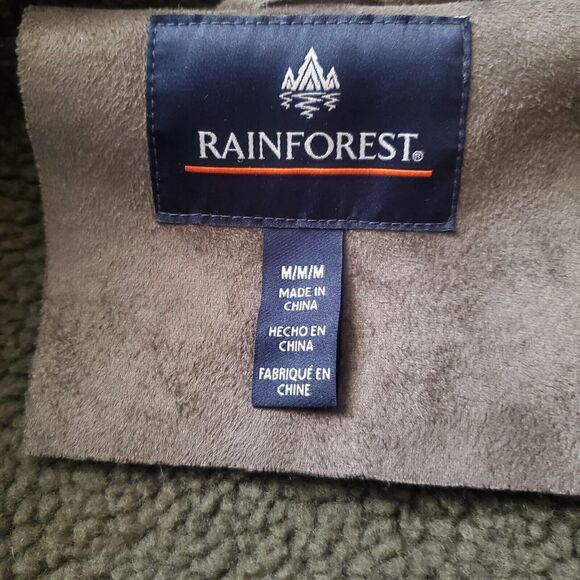 Size M - Rainforest Faux Suede Shearling Bomber Jacket Green Msrp $119.99 - Picture 6 of 7